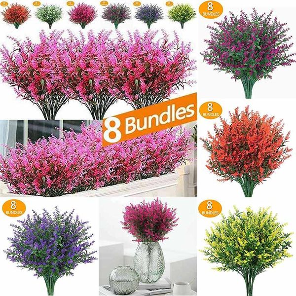 

decorative flowers & wreaths outdoor plants artificial plastic fake 8 bundles uv resistant faux