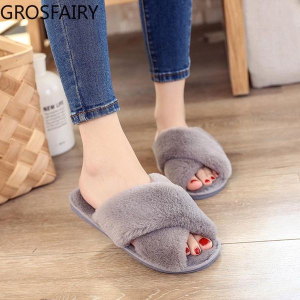 

slippers women's bedroom plush 2021 summer couple cross-home casual women comfortable shoes, Black