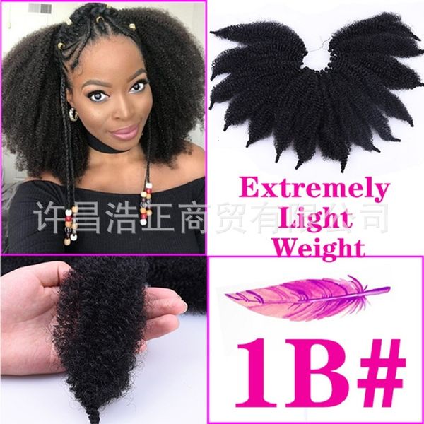 

braid curly marley afro kinky hairpiece, Black