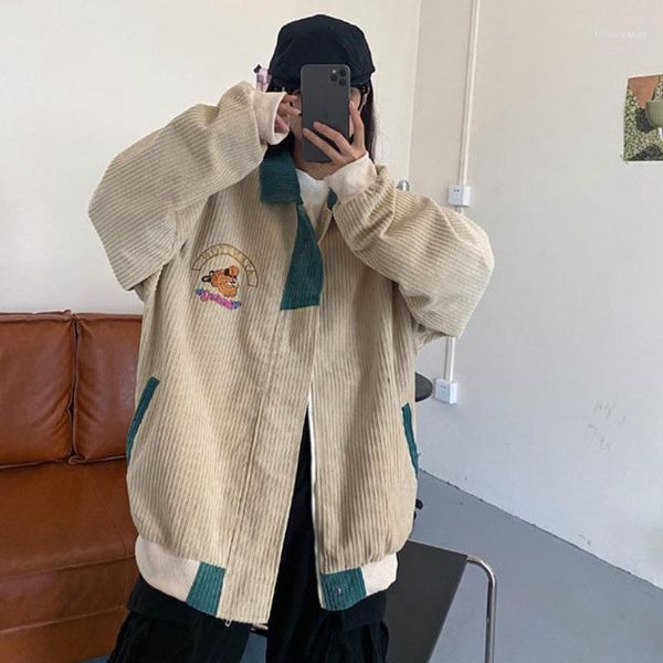 

women's jackets women baseball jacket korean harajuku coats 2021 spring autumn corduroy lady streetwear gothic outerwear windbreaker, Black;brown