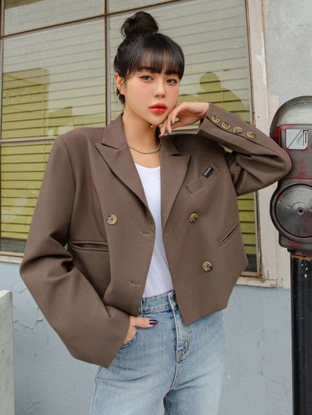 

dazy double breasted letter patch detail blazer p2ex#, White;black