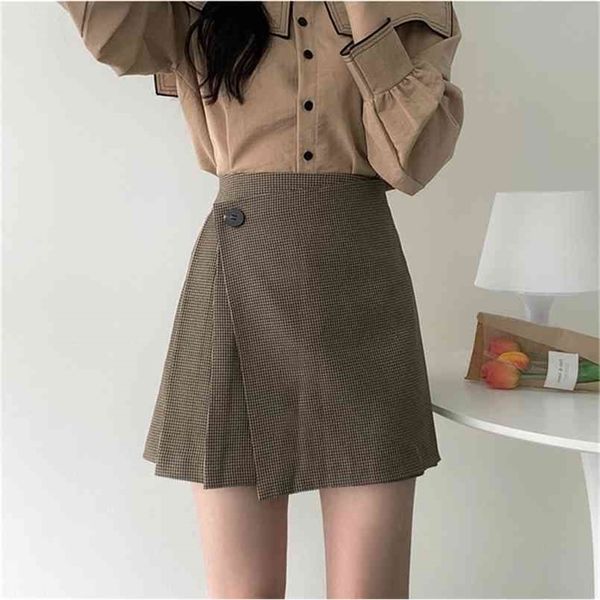 

spring a line irregular plaid skirt autumn winter women's female mini skirt school halazuk style corduroy shorts mini 210423, Black