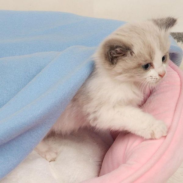 

kennels & pens pet cat bed dog thickened soft fleece pad blanket cushion home portable cover towel