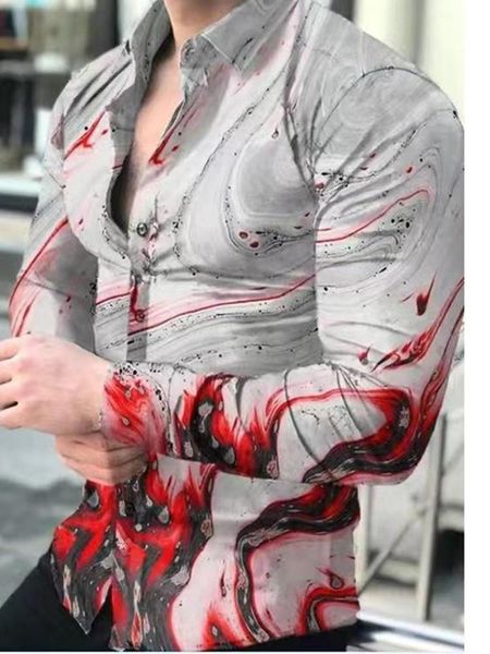 

men's casual shirts digital printing long sleeve men 2021 spring autumn fashion turn-down collar buttoned shirt s-3xl, White;black