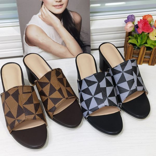 

women designer brand slippers club summer shoes pu leather print letter luxury flips flops scuffs high heels open toe outdoor holiday party, Black