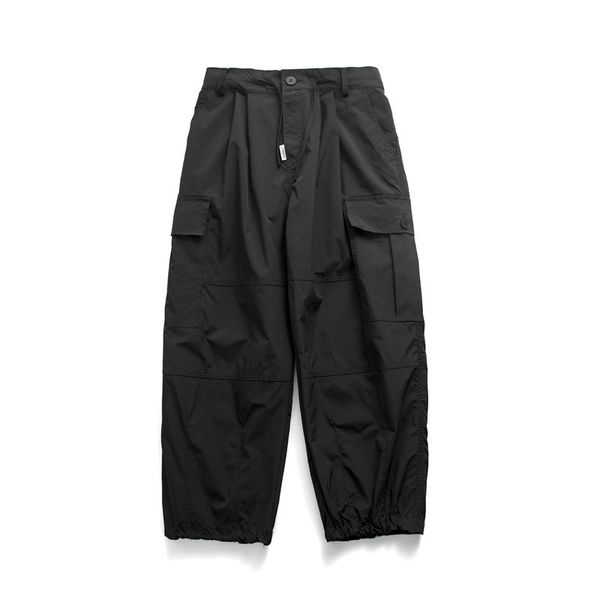 

men's pants autumn multi-pocket overalls men's cityboy wide version straight casual pant, Black