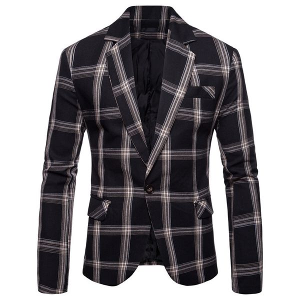 

fashion suits men's fall / winter 2021 european style wedding casual plaid small coat, White;black