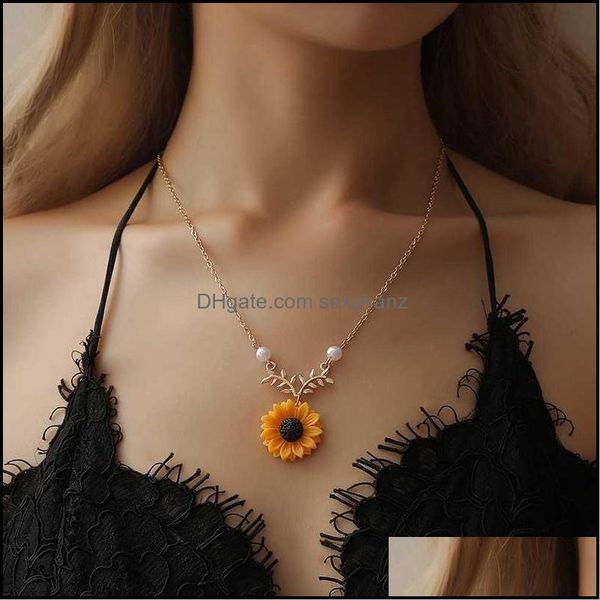 

& pendants pendant necklaces creative selling pearl sun flower necklace fashion feminine temperament sunflower jewelry gift drop delivery 20, Silver
