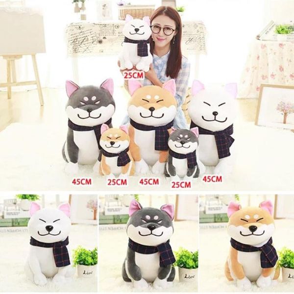 

pillow plush stuffed decorative wear scarf shiba inu animals toys for children soft 25cm akita doll christmas gifts