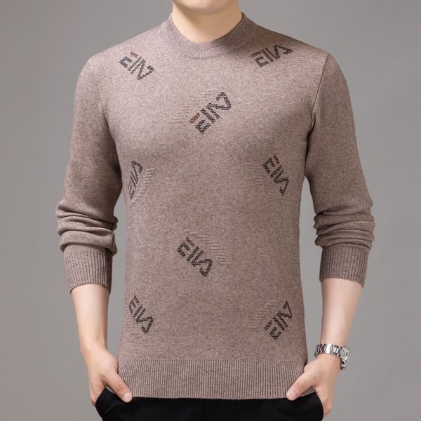 

2021 spring and autumn simple thick pullover bottomed shirt busins gentleman round neck men's sweater fashion, White;black