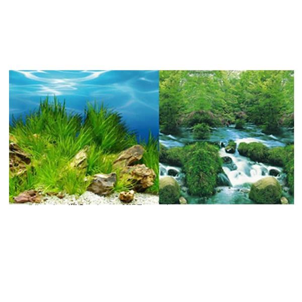 

decorations 9037 15 meters/roll fish tank background double sided green grass/small stream aquarium decoration picture poster