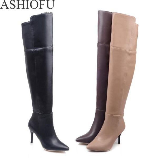 

boots ashiofu womens over knee club party prom high heel winter evening long shoes, Black