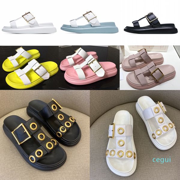 

fashion sandals women's summer 2020 new leather round head and thick bottom increase the trend of beach shoes, a word hasp slippers, Black