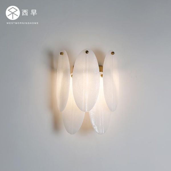 

modern minimalist white art glass bedside wall lamp living room aisle corridor