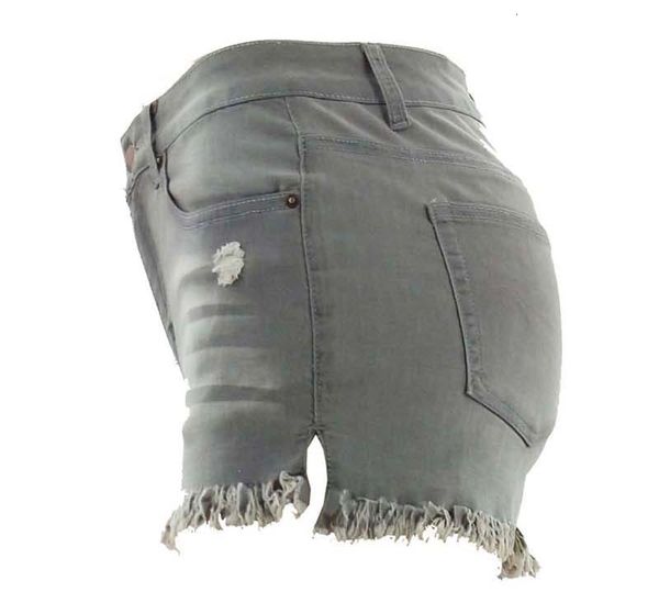

new women short jeans medium waist denim shorts tassel skinny slim pants, Blue