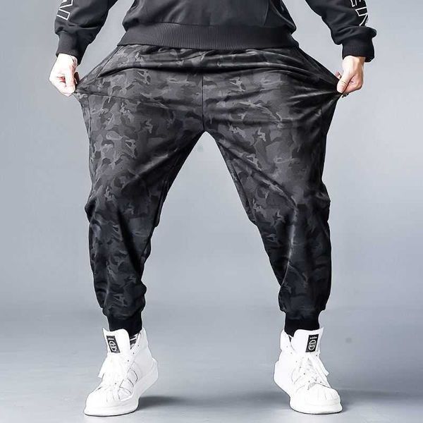 

plus size 5xl streetwear loose pants men joggers 2020 man casual camo hip hop harem pants men camouflage beam feet sweatpants p0811, Black