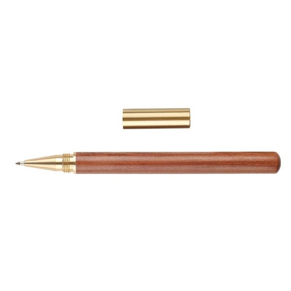 

0.5mm solid brass mahogany vintage pen writing gel black ink c90c ballpoint pens, Blue;orange