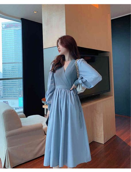

2021 a line spring autumn retro v-neck sleeve knitting patchwork bowknot ladies sweet princess women es, Black;gray