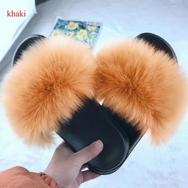 

faux women furry slippers ladies shoes cute plush hair fluffy sandals women's fur winter warm, Black