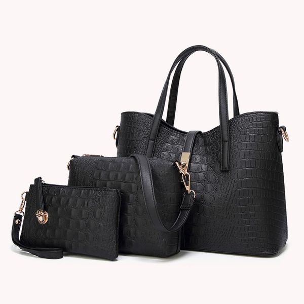 

evening bags vintage alligator pattern embossed 3pcs composite shoulder women pu leather crossbody bag travel fashion handbag clutches