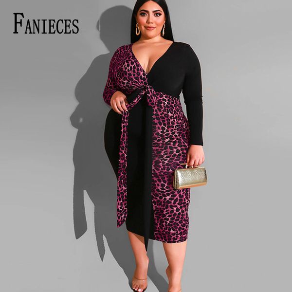 Plus Size Sexy Midi Vestido Mulheres Leopardo Cocktail Partido Bodycon Clubwear Vestidos Vintage Print Lápis Dress Ins Moda Roupas 210520