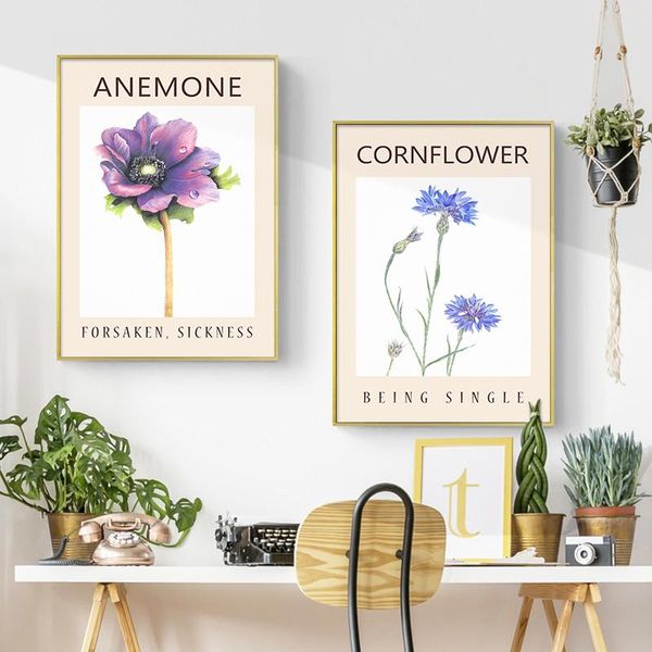 

paintings nordic plants flowers poster pink floral illustration canvas painting wall art print for modern living room bedroom decoration