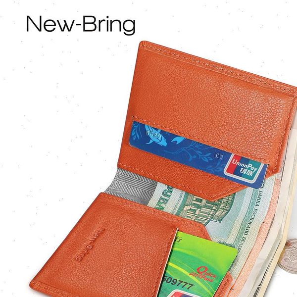 

newbring slim leather rfid blocking wallet male card purse men, Red;black