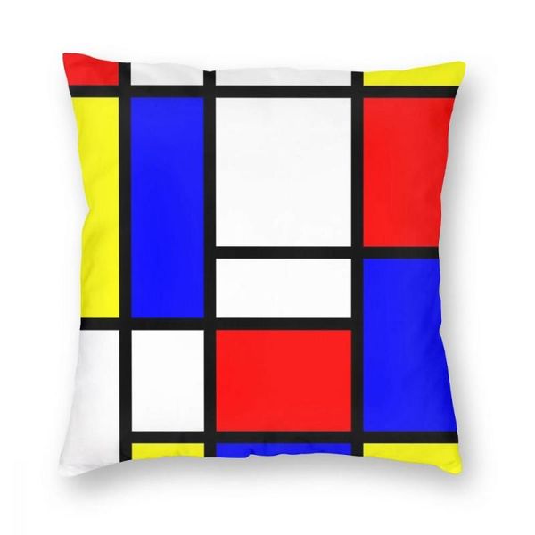 Almofada/travesseiro decorativo Mondrian Throw Capa Almoções para Sofá Abstract Geometric Art Creative Creative Prophcover Decor