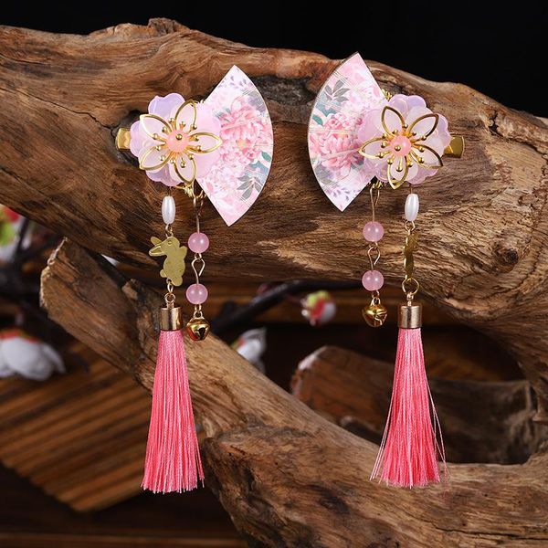 

hair clips & barrettes fan tassel hairpin retro headdress girl hanfu accessories flower bell girls' holiday, Golden;silver