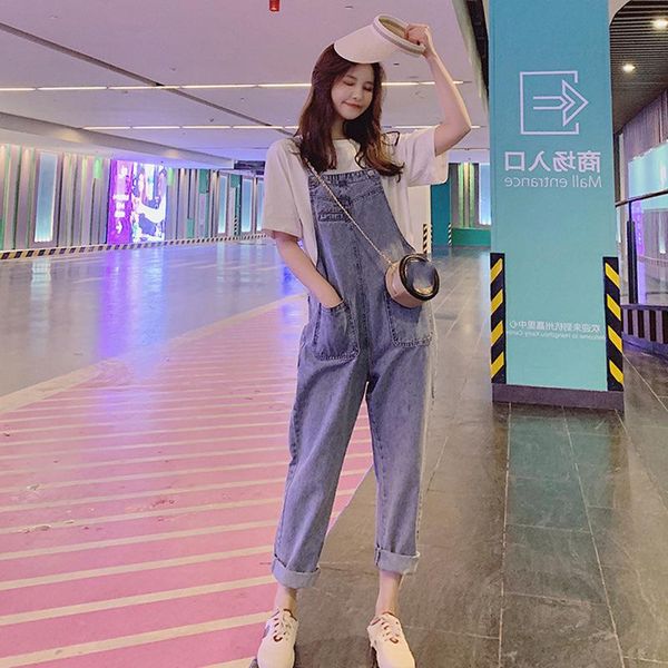 

women's jeans ladies mother high waist elastic large size stretch washed tooling cropped pants, Blue