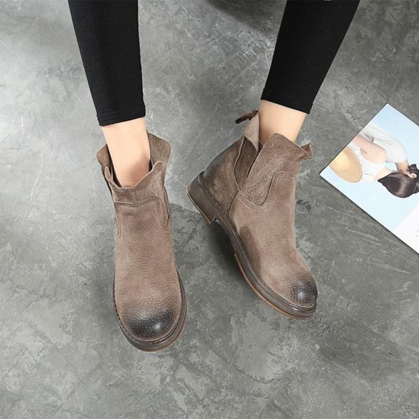 

boots woman genuine leather keep warm increase short, Black