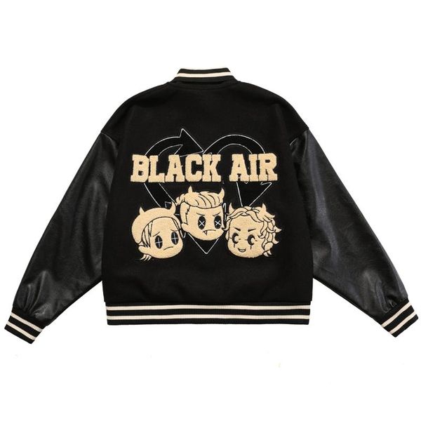 

men's jackets varsity jacket men bomber hip hop streetwear harajuku love cartoon embroidery baseball coat autumn, Black;brown