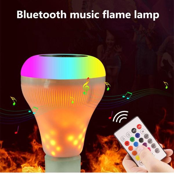 

bulbs wireless bluetooth speaker flame bulb e27 rgb lamp smart led music lights