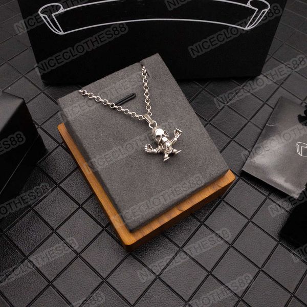 

designer silver 60cm skull hip hop necklace counter packing couple style