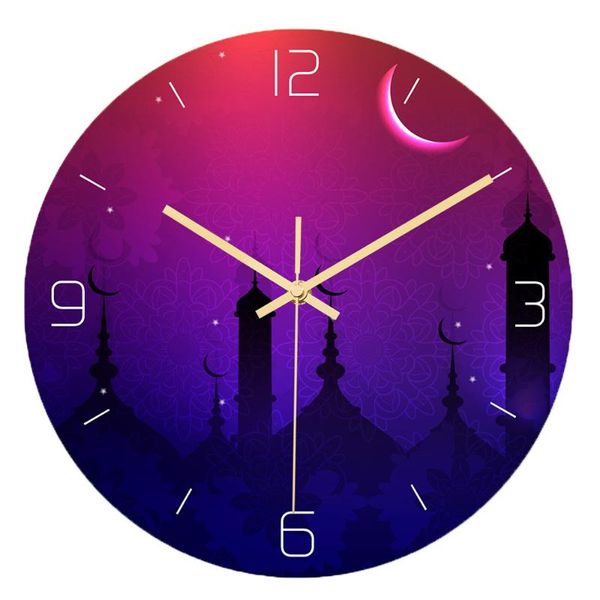 

wall clocks clock muslim pattern high gloss acrylic material dry battery power frameless circle creative silent living room home decor