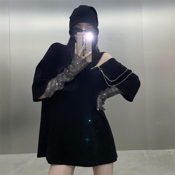 

women's t-shirt spring oversize women y2k patchwork femalu hollow out designer loose streetwear solid harajuku long sleeve 2021, White