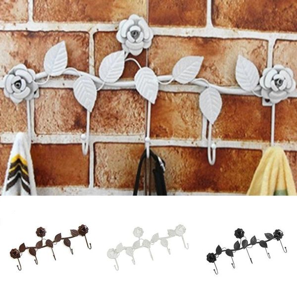 

rose metal wall hooks multi-function coat rack and hat decorative home storage for bedroom livingroom nov99 & rails