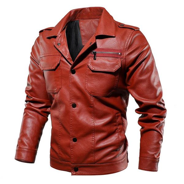 

men's fur & faux men fleece motorcycle leather jacket man single button bomber coat male fashion vintage biker thick outerwear 5xl, Black