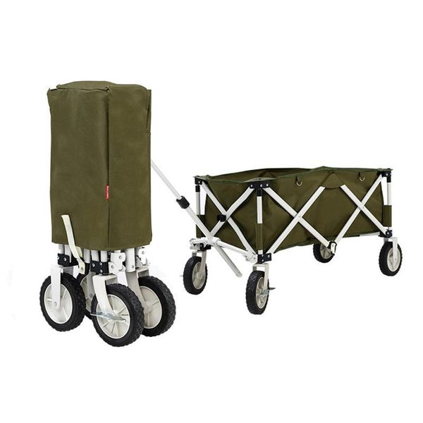 

outdoor portable 4 wheels camping cart beach trailer with brake pad belt pu wheel can for 80 kg baby carriage shopping carts camp furnit
