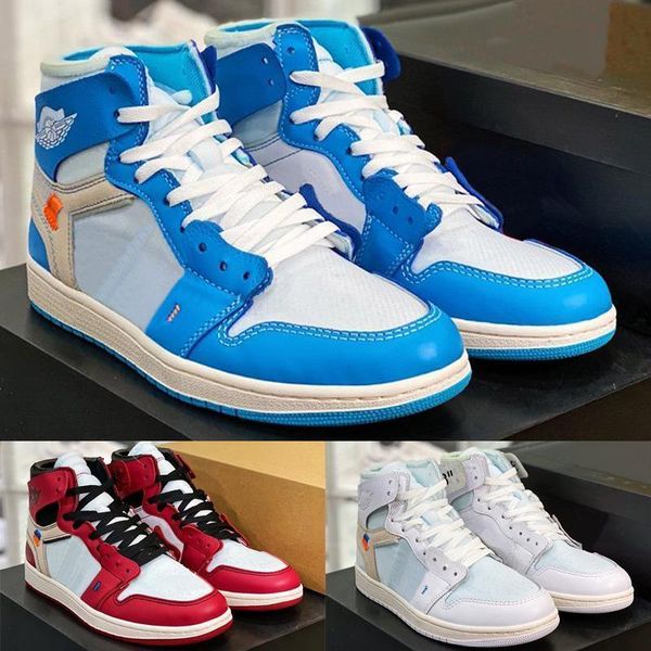 

shoes high og 1s off joint design unc chicago north carolina chaussures red blue white women sports sneakers, Black