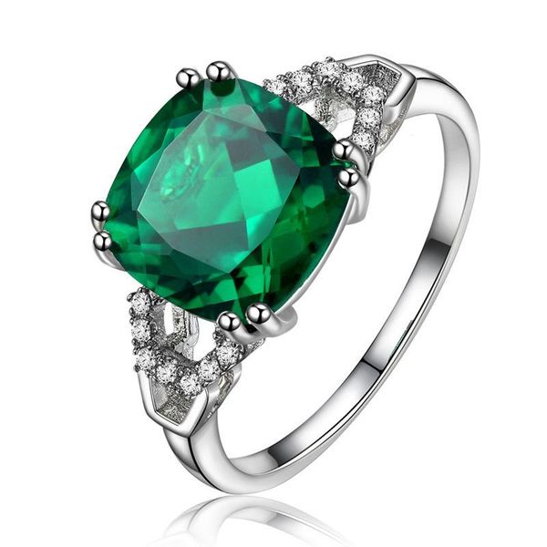 

sterling silver red green blue cushion cut zircon engagement ring for women female finger fashion wholesale jewlery r5005 cluster rings, Golden;silver