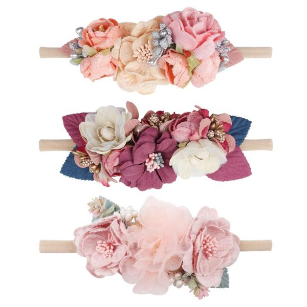 

hair accessories 1pc european baby children flower elastic garland headwear pograph travel children's series bands, Slivery;white