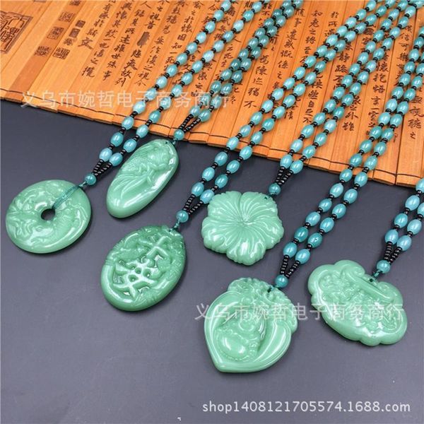 

pendant necklaces natural greenstone goldfish hand-carved necklace, Silver