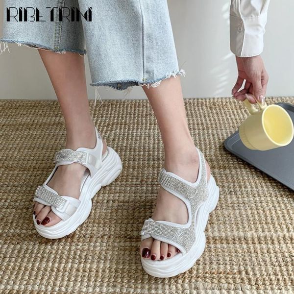 

dress shoes ribetrini fashion brand girl cool high platform rhinestone women sandals shining summer wedges, Black