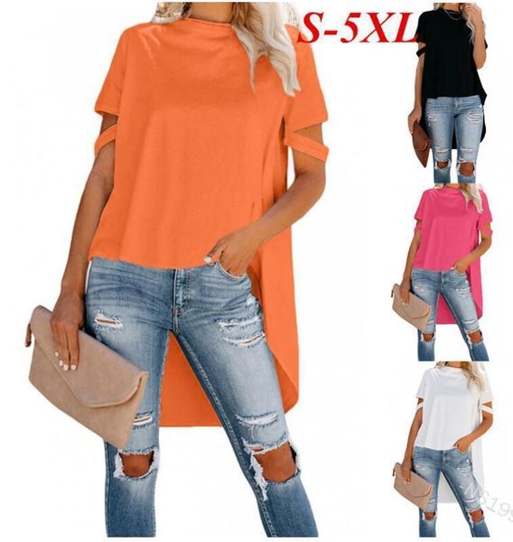 

new women's casual fashion solid color irregular shirt, White