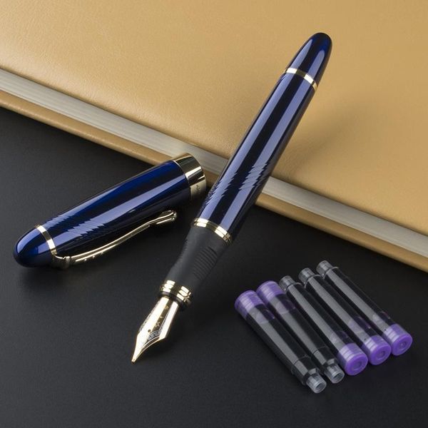 

jinhao 450 metal fountain pen school office stationery set refill luxury 0.5 nib man writing ink pens gift box