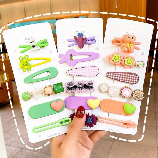 

hair accessories 6pc/set fashion lovely plastic girls clip cute cartoon child bb hairpins ornament suit, Slivery;white