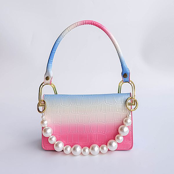 

handbag women luxurys designers bags 2021 crossbody bag gradient color rainbowcolor beads flap s purse zhouzhoubao123