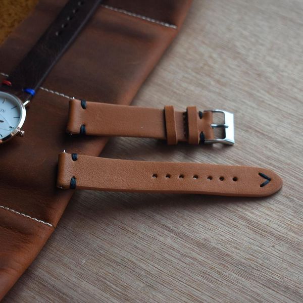 

watch bands onthelevel handmade retro genuine leather band strap 18mm 20mm 22mm man women wrist watchbands belt silver polished buckle, Black;brown