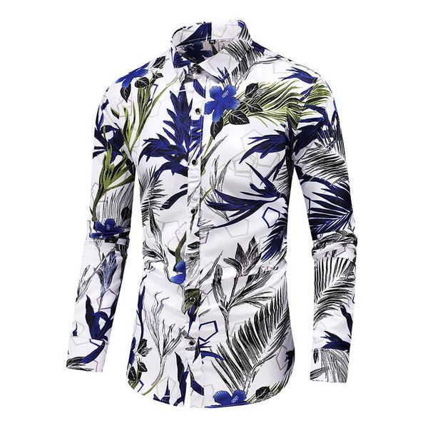 

men's casual shirts shirt 2021 autumn large size printed long sleeve fashion floral spring and men, White;black